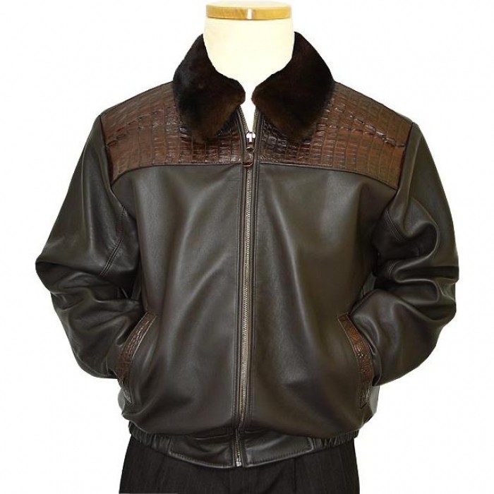 Alligator Fur Brown Leather Jacket